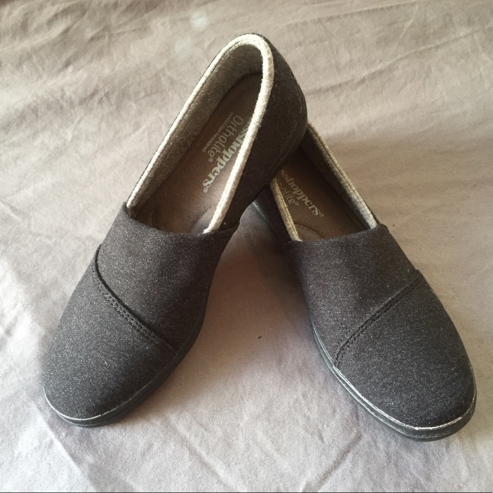 Grasshoppers Ortholite loafers, grey w/ lighter grey trim